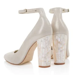 Freya Rose Monica Champagner Wildleder Mutter der Perle Block Heel Courts* Schuhe Für Hochzeitsgäste | Hochzeitsschuhe