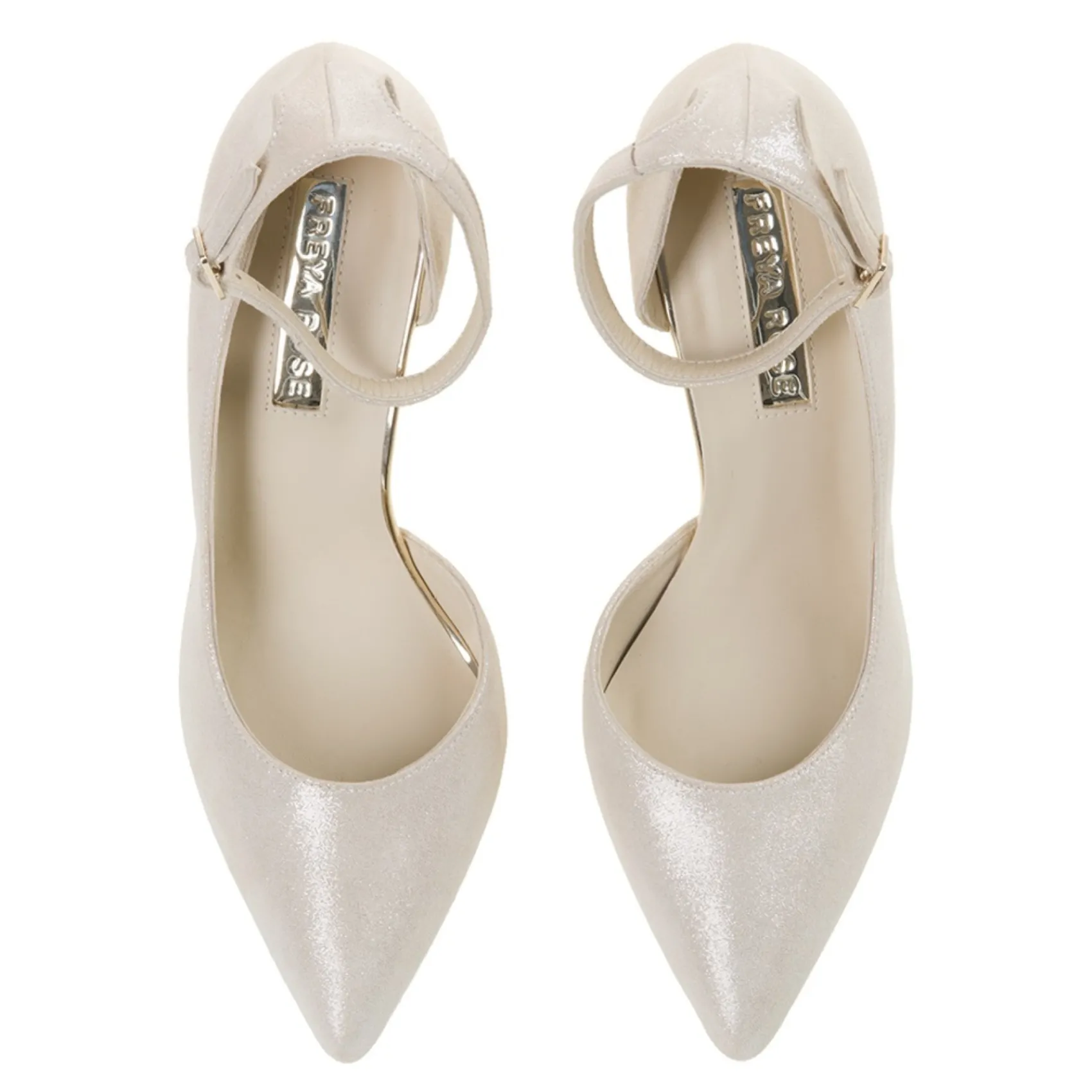 Freya Rose Monica Champagner Wildleder Mutter der Perle Block Heel Courts* Schuhe Für Hochzeitsgäste | Hochzeitsschuhe