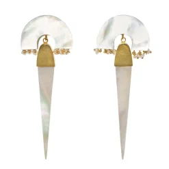 Freya Rose Myla Elfenbein und Gold Perlmutt Statement-Ohrringe* Gold-hochzeitsschmuck | Hochzeitsgast-schmuck