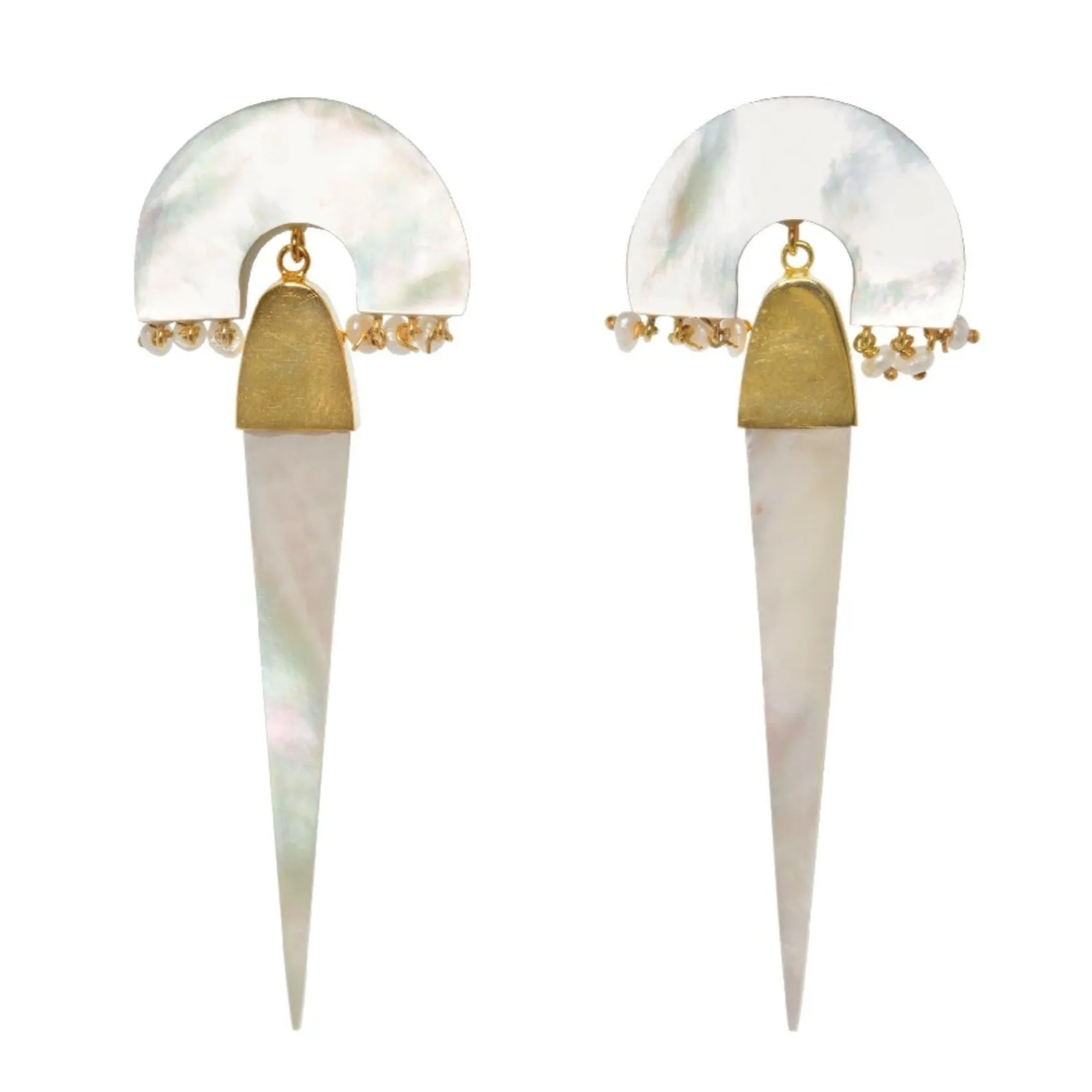 Freya Rose Myla Elfenbein und Gold Perlmutt Statement-Ohrringe* Gold-hochzeitsschmuck | Hochzeitsgast-schmuck