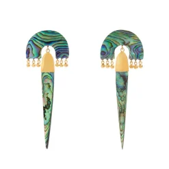 Freya Rose Myla Verde Statement-Ohrringe aus Perlmutt* Gold-hochzeitsschmuck | Hochzeitsgast-schmuck