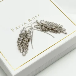 Freya Rose Silberne Midi-Kristall-Tropfen-Ohrringe* Kristall-hochzeitsschmuck | Silberner Hochzeitsschmuck