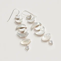 Freya Rose Warrioress Silber Perlmutt Mond Ohrringe* Perlen-hochzeitsschmuck | Silberner Hochzeitsschmuck