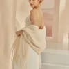 Bianco Evento Gestrickter Hochzeitsschal mit Quasten | E383 | * Gestrickte Schals | Hochzeitsumhänge & Tücher