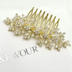 Lace & Favour Glanz Gold Kristall Spray Hochzeit Haarkamm* Abschlussball Haarspangen & Kämme | Geschenke Für Die Braut