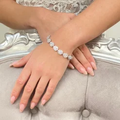 Lace & Favour Hampton Teardrop Cubic Zirkonia Hochzeitsarmband (Silber)* Silberner Abschlussball-schmuck | Prom Armbänder