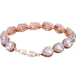 Lace & Favour Hampton Teardrop Cubic Zirkonia Hochzeitsarmband (Rose Gold)* Geschenke Für Die Braut | Kristall-hochzeitsschmuck