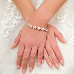Lace & Favour Hampton Teardrop Cubic Zirkonia Hochzeitsarmband (Rose Gold)* Geschenke Für Die Braut | Kristall-hochzeitsschmuck