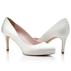 Harriet Wilde Amy Mid Heel Elfenbein Satin Plateau Schuhe* Hochzeitsschuhe | Schuhe Mit Mittlerem Absatz