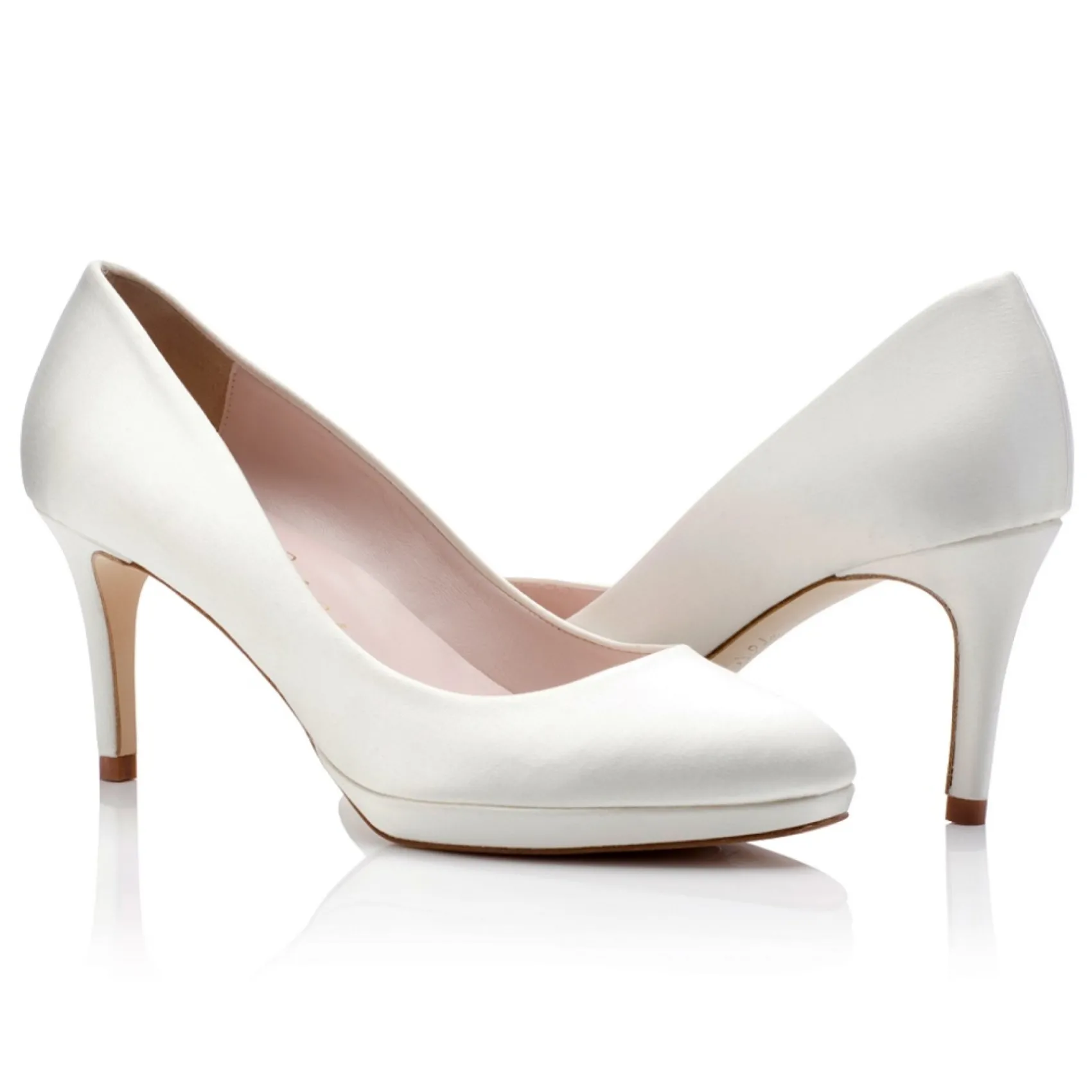 Harriet Wilde Amy Mid Heel Elfenbein Satin Plateau Schuhe* Hochzeitsschuhe | Schuhe Mit Mittlerem Absatz