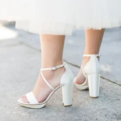 Harriet Wilde Arabella Block Elfenbein Satin Plateau Sandalen* Hochzeitsschuhe | Hochhackige Schuhe