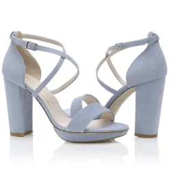 Harriet Wilde Arabella Block Blau Wildleder Plateau Sandalen* Schuhe Für Hochzeitsgäste | Hochzeitsschuhe