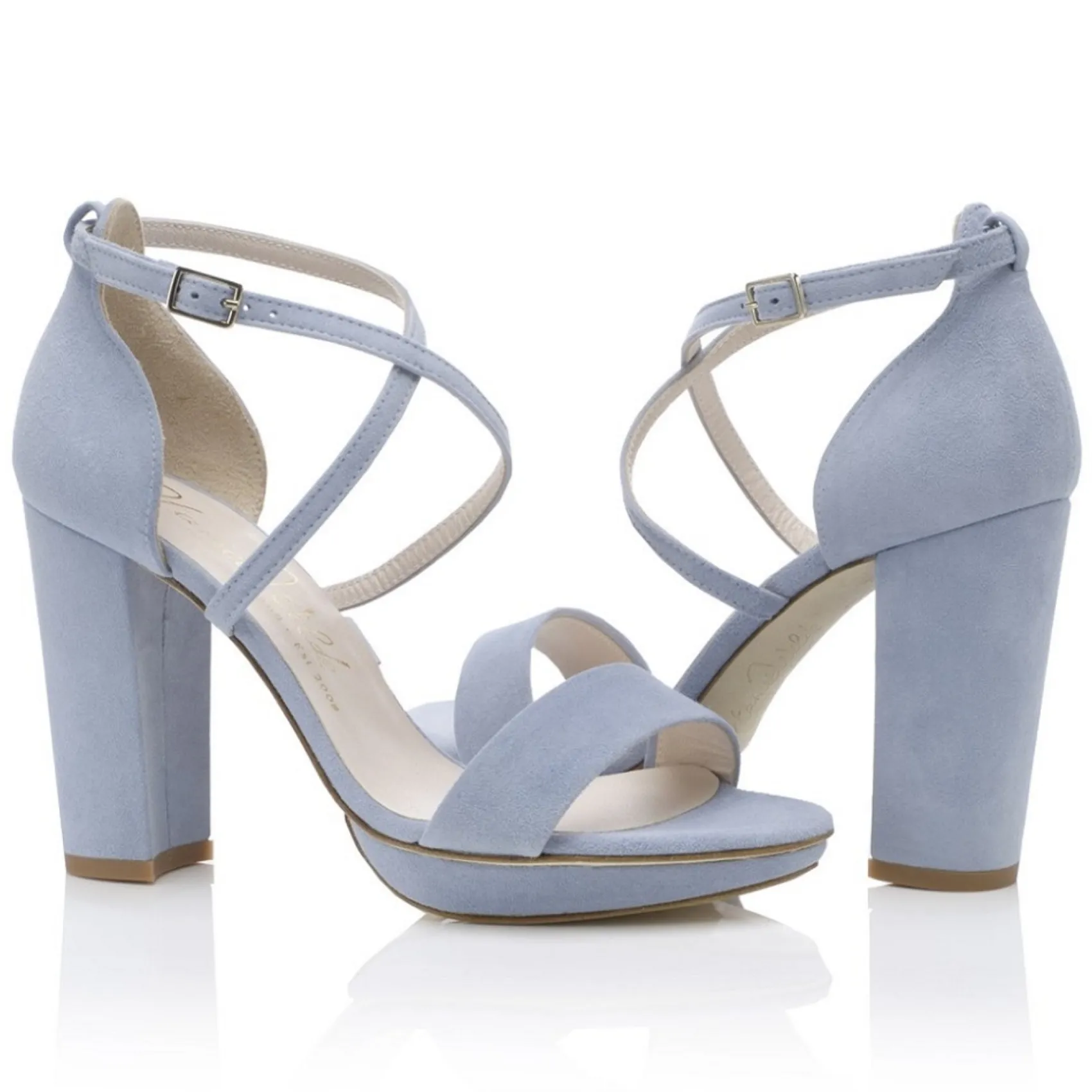 Harriet Wilde Arabella Block Blau Wildleder Plateau Sandalen* Schuhe Für Hochzeitsgäste | Hochzeitsschuhe