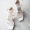 Harriet Wilde Empire Elfenbeinfarbene Leder Riemchensandalen mit mittlerem Absatz und quadratischer Spitze* Hochzeitsschuhe | Designer-hochzeitsschuhe