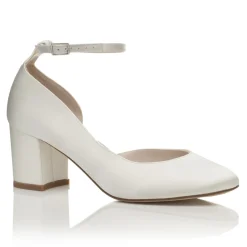 Harriet Wilde Hetty Mid Elfenbein Satin Krawatte Up Block Heel Gericht Schuhe* Hochzeitsschuhe | Schuhe Mit Mittlerem Absatz
