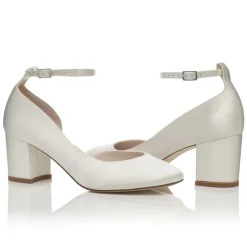 Harriet Wilde Hetty Mid Elfenbein Satin Krawatte Up Block Heel Gericht Schuhe* Hochzeitsschuhe | Schuhe Mit Mittlerem Absatz