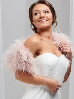 Beverly Hills Hayworth Blush Rosa Straußenfeder Braut Bolero* Federstolen & Umhänge | Boleros Und Jacken Für Hochzeiten