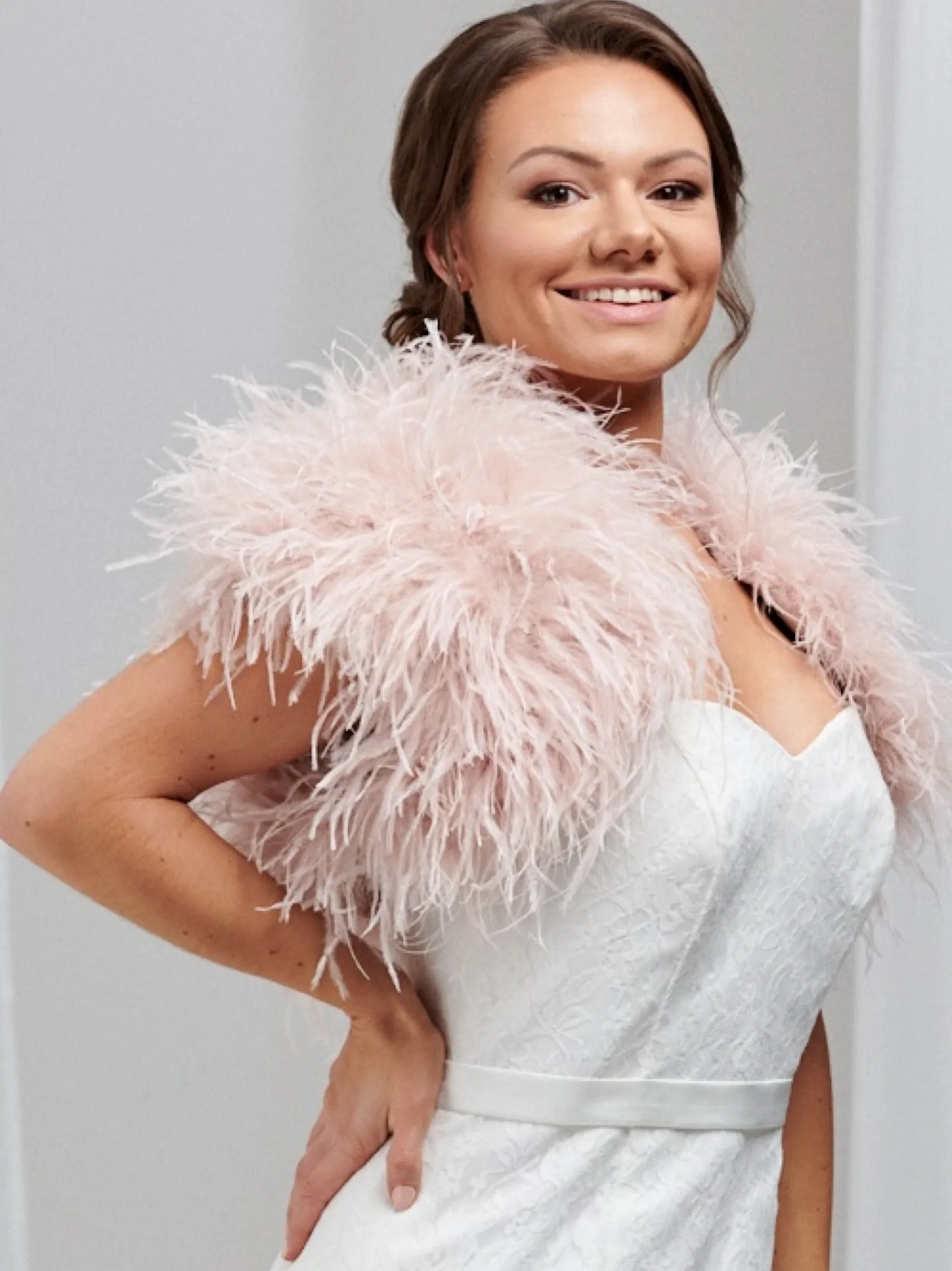 Beverly Hills Hayworth Blush Rosa Straußenfeder Braut Bolero* Federstolen & Umhänge | Boleros Und Jacken Für Hochzeiten
