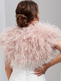 Beverly Hills Hayworth Blush Rosa Straußenfeder Braut Bolero* Federstolen & Umhänge | Boleros Und Jacken Für Hochzeiten