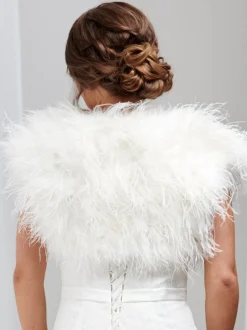 Beverly Hills Hayworth Elfenbein Straußenfeder Brautbolero* Federstolen & Umhänge | Boleros Und Jacken Für Hochzeiten