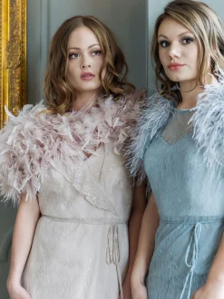 Beverly Hills Hayworth Silber Grau Straußenfeder Brautbolero* Federstolen & Umhänge | Boleros Und Jacken Für Hochzeiten