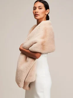 Helen Moore Beige Long Faux Fur Stole | Lace & Favour* Jacken, Umhänge Und Schals Aus Kunstfell | Hochzeitsumhänge & Tücher