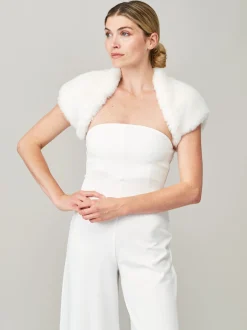 Helen Moore Elfenbeinfarbener Kunstfell-Brautbolero | Lace & Favour* Jacken, Umhänge Und Schals Aus Kunstfell | Boleros Und Jacken Für Hochzeiten