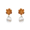 Hermione Harbutt Carlotta Gold Floral Barock Perlenohrringe* Perlen-hochzeitsschmuck | Gold-hochzeitsschmuck