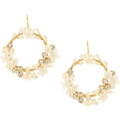 Hermione Harbutt Elspeth Perlmutt-Blumen-Reifenohrringe* Perlen-hochzeitsschmuck | Gold-hochzeitsschmuck