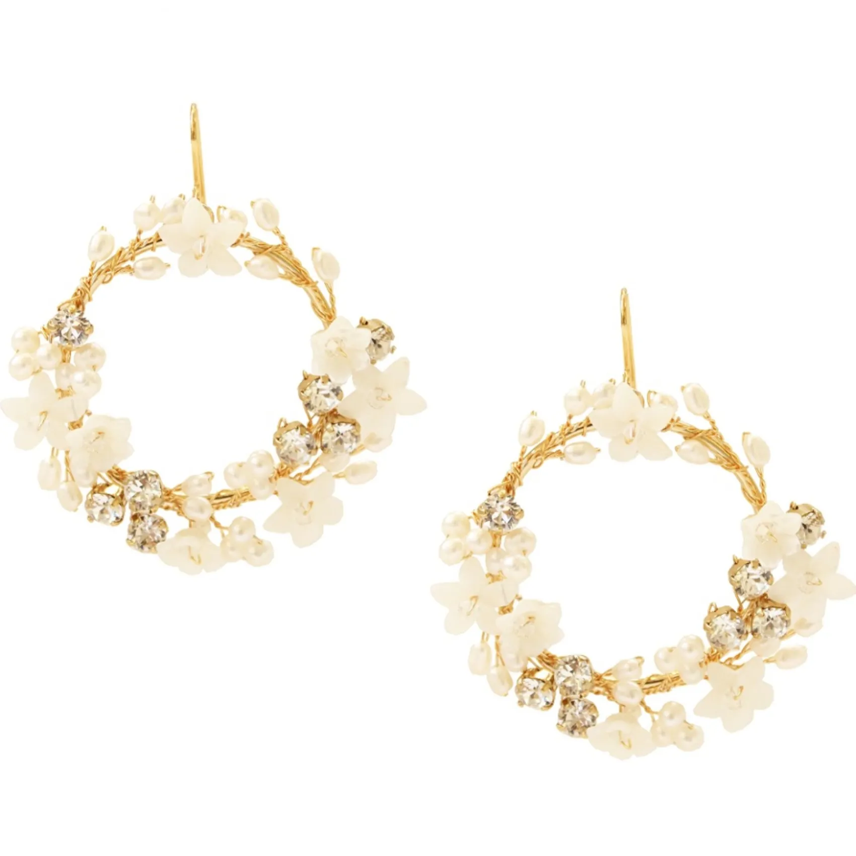 Hermione Harbutt Elspeth Perlmutt-Blumen-Reifenohrringe* Perlen-hochzeitsschmuck | Gold-hochzeitsschmuck