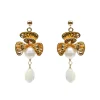 Hermione Harbutt Orchid Gold Floral Pearl Drop Ohrringe* Gold-hochzeitsschmuck | Hochzeits-ohrringe