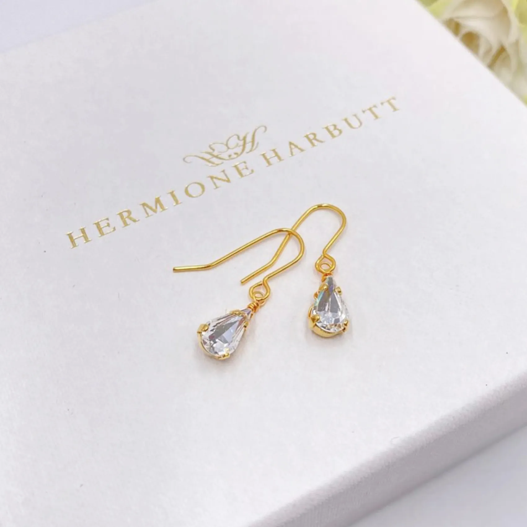 Hermione Harbutt Paris Gold Kristall-Tropfen-Ohrringe* Geschenke Für Brautjungfern | Geschenke Für Die Braut