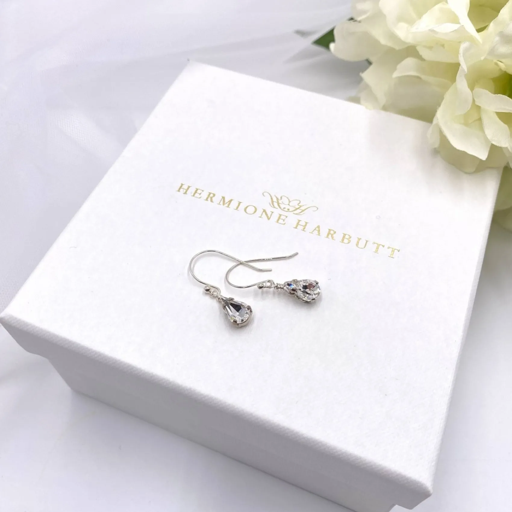 Hermione Harbutt Paris Silber Kristall-Tropfen-Ohrringe* Geschenke Für Brautjungfern | Geschenke Für Die Braut