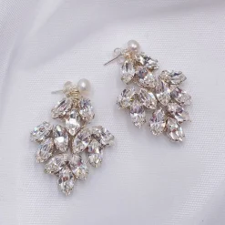 Hermione Harbutt Radiance Statement-Kristall-Kronleuchter-Ohrringe* Kristall-hochzeitsschmuck | Silberner Hochzeitsschmuck