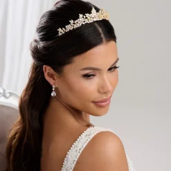Lace & Favour Highgrove Gold kubischer Zirkon Kristall Braut Tiara* Abschlussball-haarbänder & Tiaras | Haarschmuck Aus Kristall