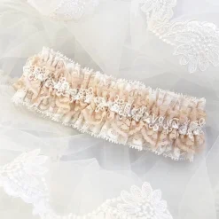 Boudoir Couture Honesty Blush und Elfenbein Spitze Luxus Braut Strumpfband* Geschenke Für Die Braut | Strumpfbänder Für Bräute