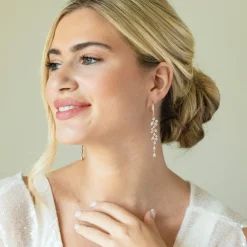 Ivory & Co Sandringham Statement Gold Kristall Cluster Tropfenohrringe* Goldener Abschlussball-schmuck | Abschlussball-ohrringe