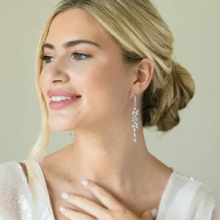 Ivory & Co Sandringham Statement Silber Kristall Cluster Tropfen Ohrringe* Silberner Abschlussball-schmuck | Abschlussball-ohrringe