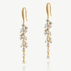 Ivory & Co Sandringham Statement Gold Kristall Cluster Tropfenohrringe* Goldener Abschlussball-schmuck | Abschlussball-ohrringe