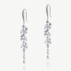 Ivory & Co Sandringham Statement Silber Kristall Cluster Tropfen Ohrringe* Silberner Abschlussball-schmuck | Abschlussball-ohrringe