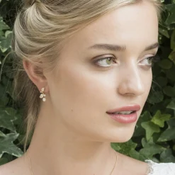 Ivory & Co Ivory and Co Aphrodite Kristall Blätter und Perle Hochzeit Ohrringe Gold* Geschenke Für Brautjungfern | Geschenke Für Die Braut