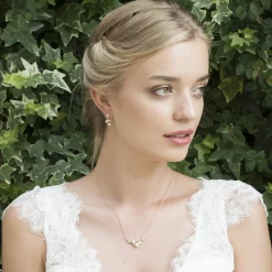 Ivory & Co Ivory and Co Aphrodite Kristall Blätter und Perle Hochzeit Ohrringe Gold* Geschenke Für Brautjungfern | Geschenke Für Die Braut
