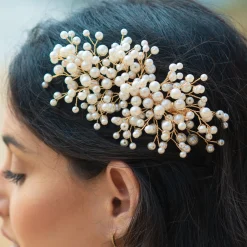 Ivory & Co Ivory and Co Astrid Gold Statement Perlenspray Haarspange* Perlen-haarschmuck | Gold-haar-accessoires