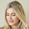 Ivory & Co Ivory and Co Aurora Gold Zierliche Perle und Kristall Haarstrang* Perlen-haarschmuck | Gold-haar-accessoires