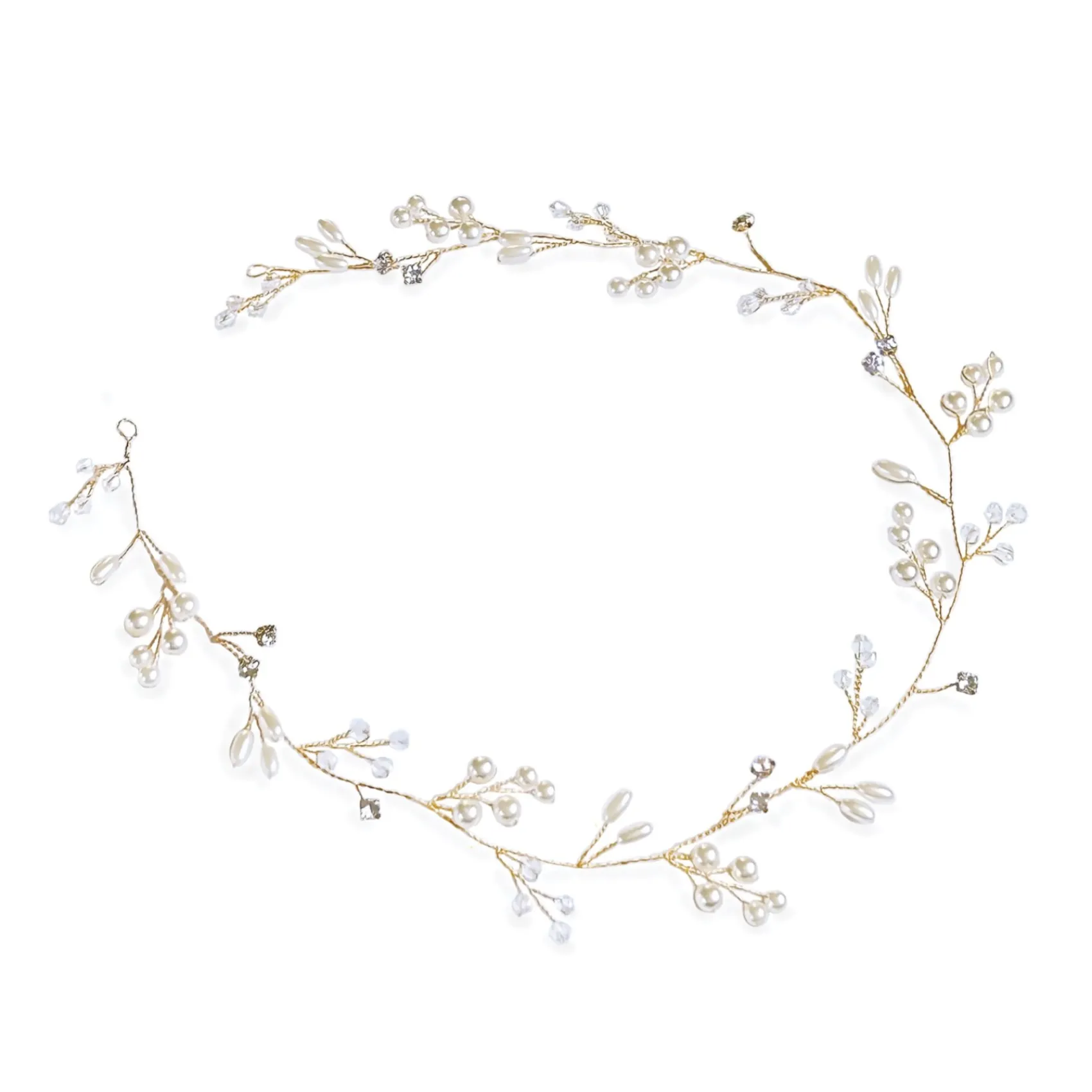 Ivory & Co Ivory and Co Aurora Gold Zierliche Perle und Kristall Haarstrang* Perlen-haarschmuck | Gold-haar-accessoires