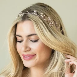 Ivory & Co Ivory and Co Aurora Rose Gold Zierliche Perle und Kristall Haarstrang* Perlen-haarschmuck | Haarschmuck In Roségold