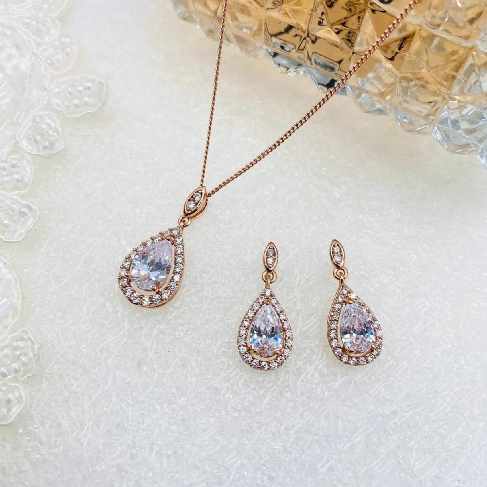 Ivory & Co Ivory and Co Belmont Rose Gold Kristall Brautschmuck Set* Geschenke Für Die Mutter Des Bräutigams | Geschenke Für Die Mutter Der Braut