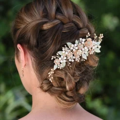 Ivory & Co Ivory and Co Botanica Champagner Gold und Blush Blumen Kopfstück* Perlen-haarschmuck | Haarschmuck In Roségold