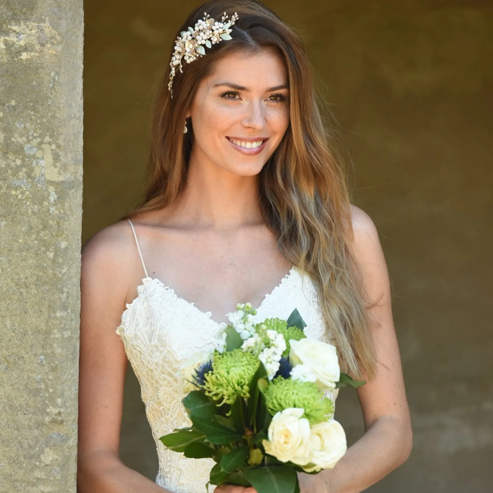 Ivory & Co Ivory and Co Botanica Champagner Gold und Blush Blumen Kopfstück* Perlen-haarschmuck | Haarschmuck In Roségold