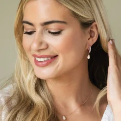Ivory & Co Ivory and Co Canterbury Rose Gold Crystal Hoop Perle Tropfen Ohrringe* Perlen-hochzeitsschmuck | Roségold Hochzeitsschmuck